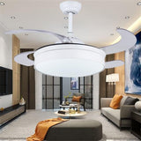 Round Drum Shaped LED Nordic Retractable Ceiling Fan with Lights