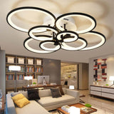 White/Black Acrylic Overlapping Rings LED Semi Flush Mount Ceiling Light