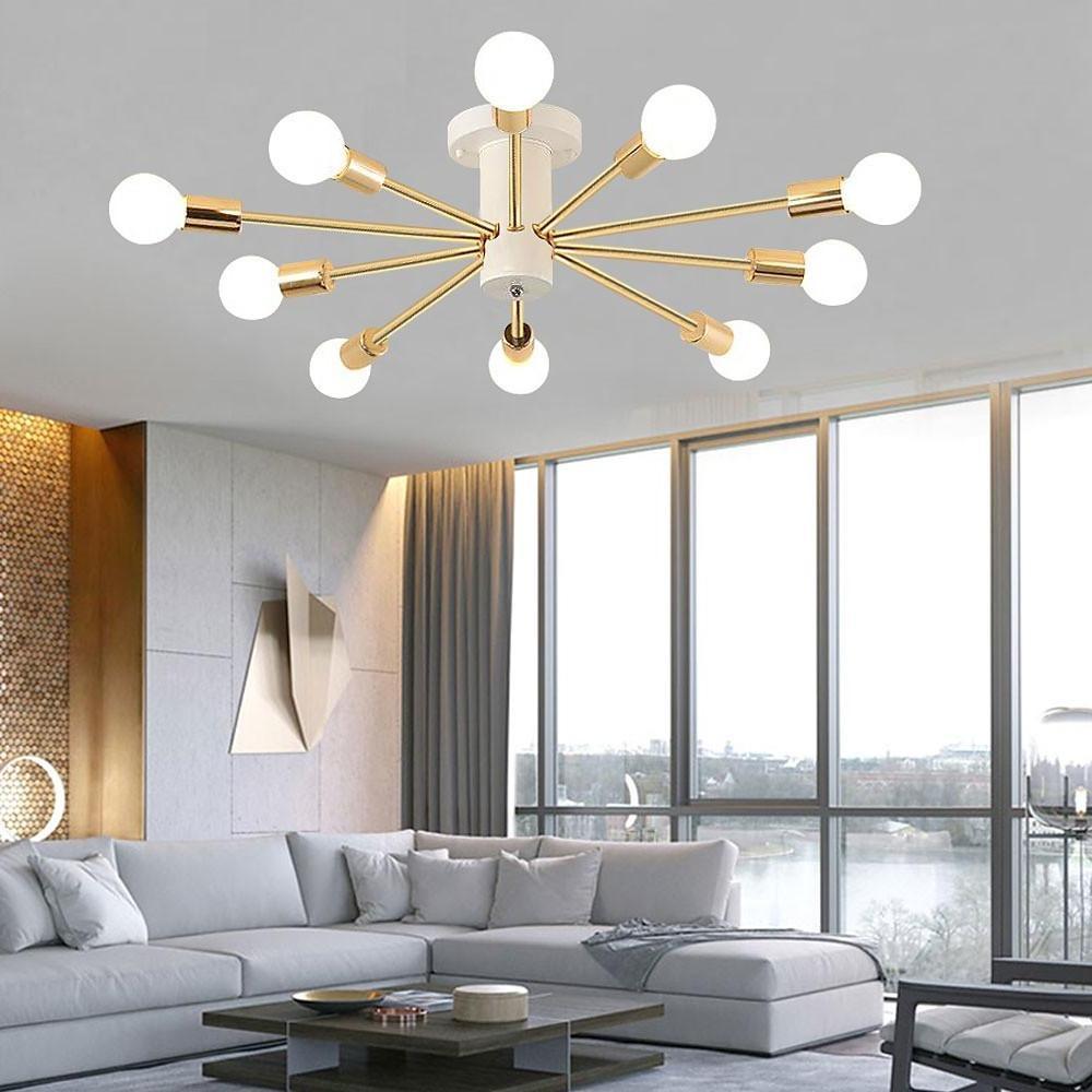 Industrial Sputnik Chandelier Geometric Gold Chandelier for Living Room