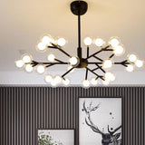 Novelty Iron Chandelier with 30-Light glass orbs bubble, 33'' Wide, LED Lighting