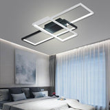 Multi Rectangle Large Flush Mount Ceiling Light with 3 Integrated Tiered Lights