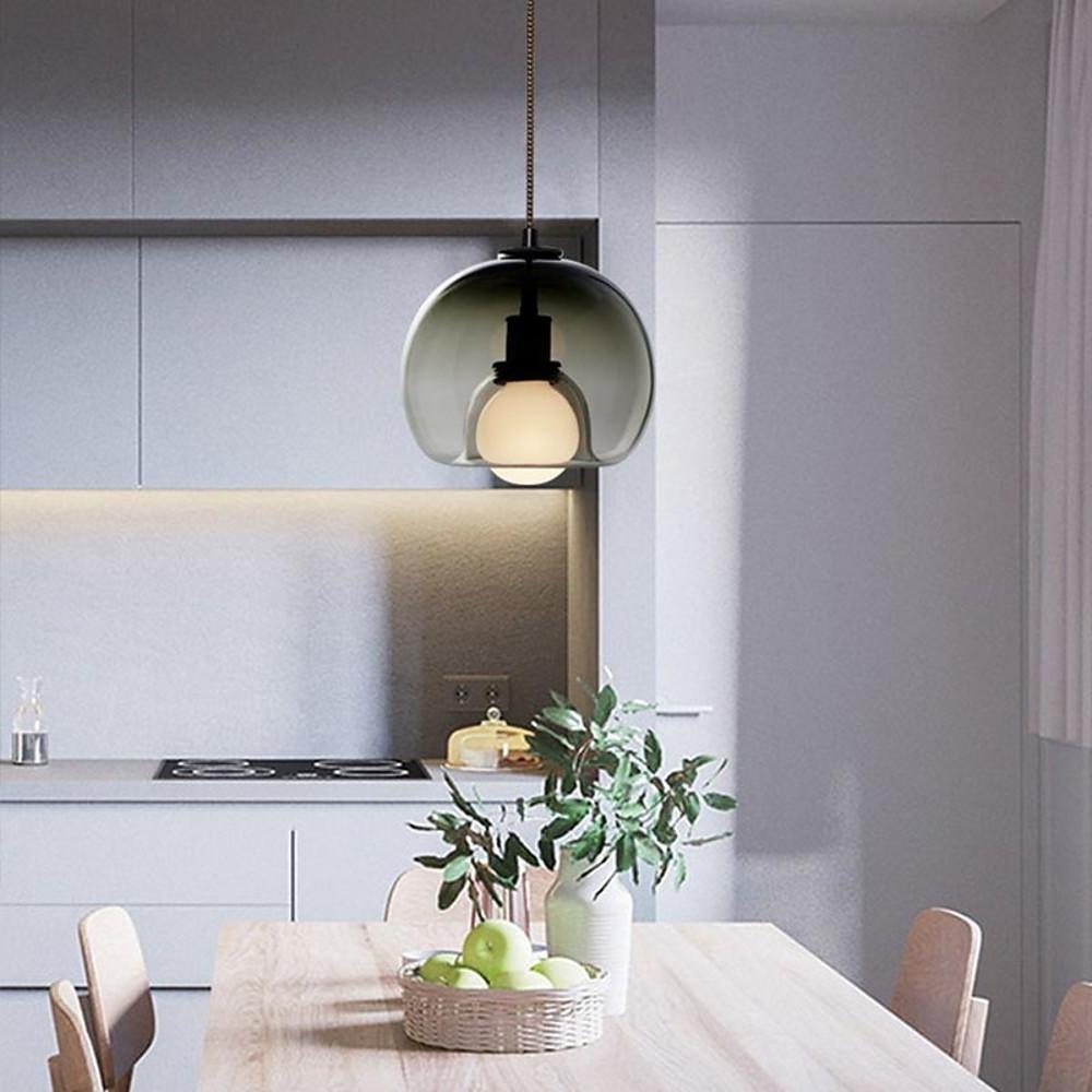 Semi Globe Electroplated Glass Metal LED Nordic Pendant Lighting