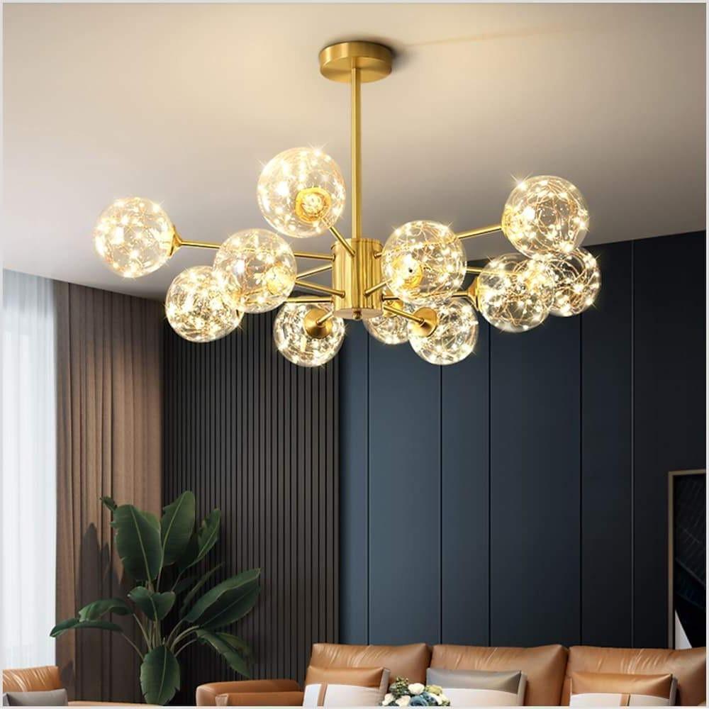 6-light LED Glass Gold Modern Chandelier Kitchen Pendant Lighting