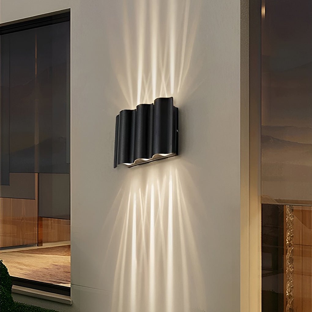 Waterproof Wave Wall Sconces Outdoor Cool LED Up and Down Wall Mounted Lights