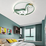 Circle Dinosaur Novelty LED Flush Mount Ceiling Light Baby Kids Lights for Bedroom