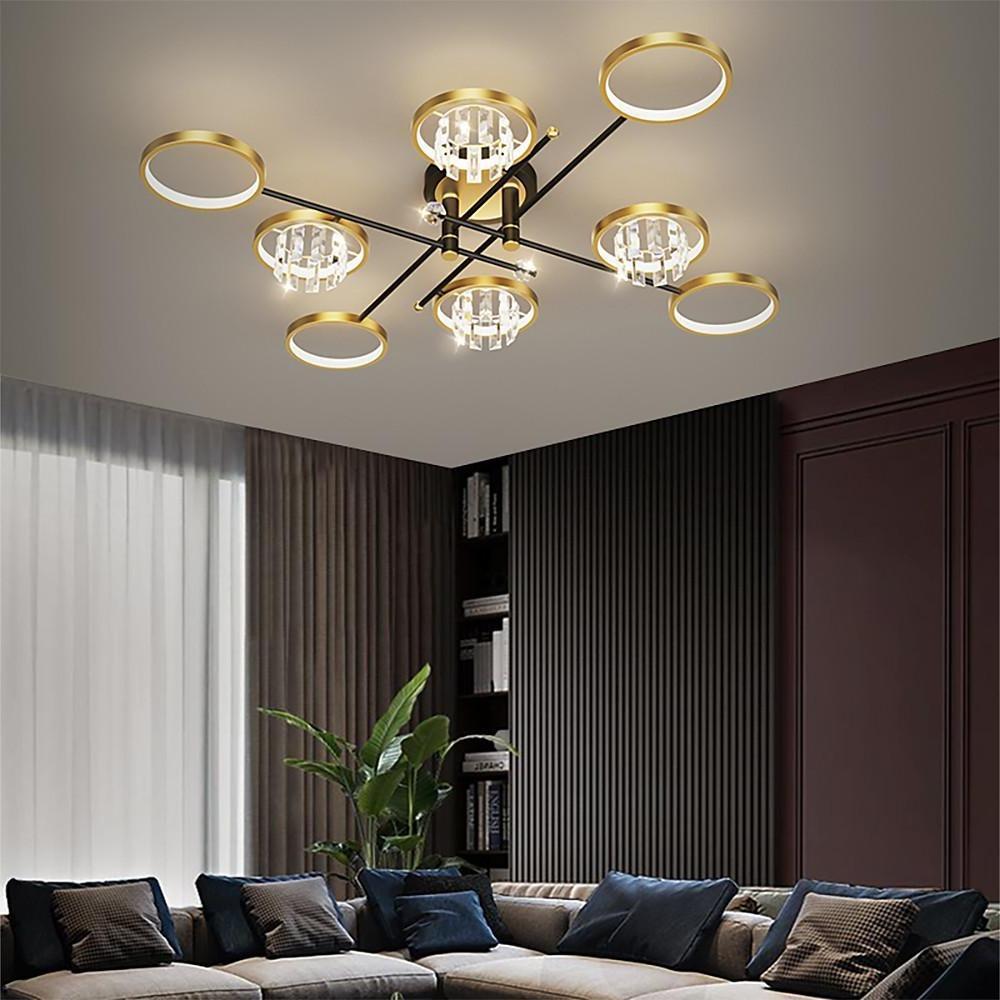 Geometric Crystal Metal Flush Mount Ceiling Light Multiple Lights for Living Room