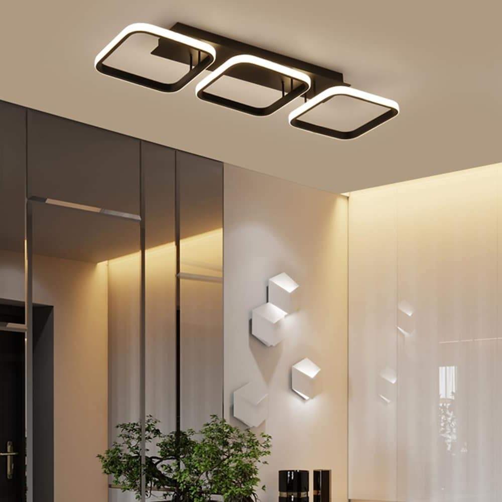 3 Square LED Black Modern Ceiling Lights Hanging Light Chandelier Ceiling Lamp