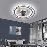 Multi Circle Dimmable LED Electroplated Modern Flush Mount Ceiling Fan with Lights