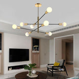 Modern Sputnik Chandelier Living Room Black Linear Chandelier 8 Bulbs