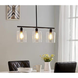 Linear 3 Lantern Vintage Pendant Lighting Metal Glass LED Kitchen Lighting