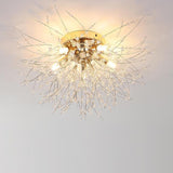 5-Light Unique Style Design Flush Mount Lighting Metal Crystal LED Living Room Ceiling Lights