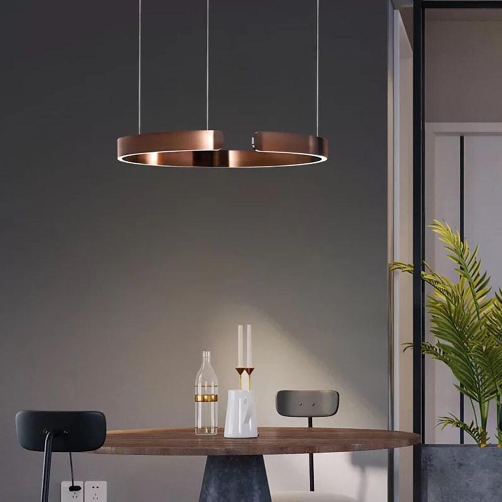 Open Ring Shaped LED Electroplated Modern Pendant Light Island Lights