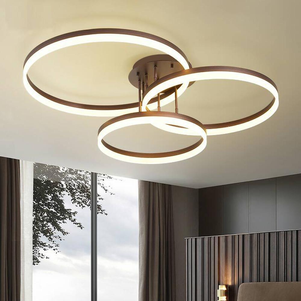 Metal Acrylic Ringed Large Flush Mount Ceiling Light with 3 Adjustable LED Lights