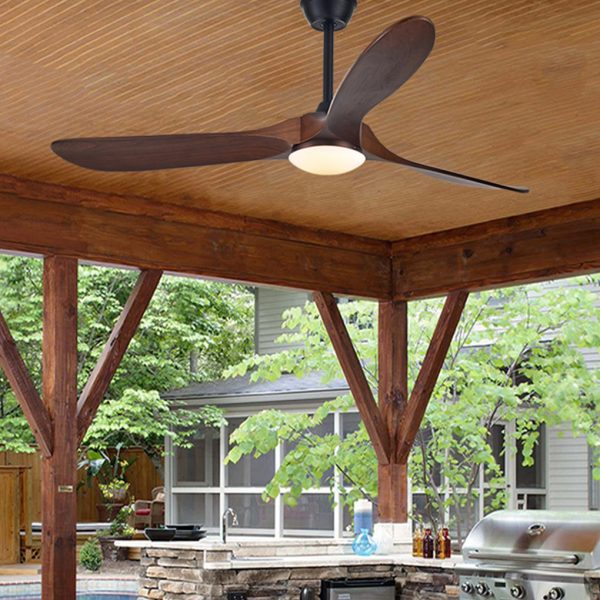 Retro Solid Wood Frequency Conversion Silent Dimming Ceiling Fan with Lights - Image 4