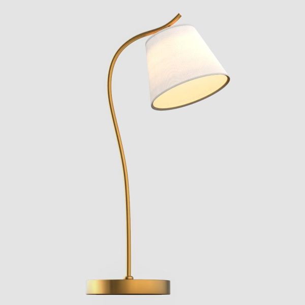 Metal Gooseneck Desk Lamp with Cone Fabric Shade for Bedside and Office Use - Image 2