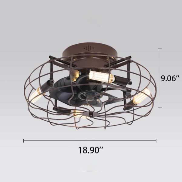 Industrial Retro Tungsten Light Bulb 4-Light Flush Mount Ceiling Fan Light - Image 5
