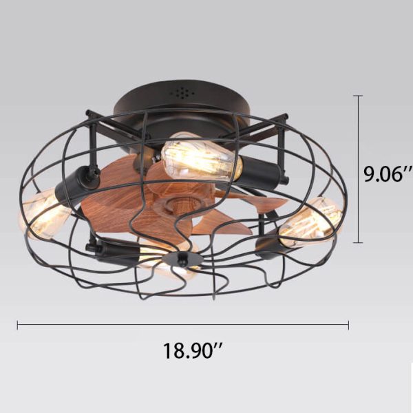 Industrial Retro Tungsten Light Bulb 4-Light Flush Mount Ceiling Fan Light - Image 4