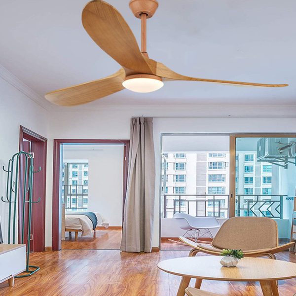 Retro Solid Wood Frequency Conversion Silent Dimming Ceiling Fan with Lights - Image 3
