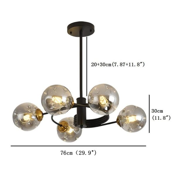 Swirling Nordic Globe Bubble Chandelier Metal Glass Bedroom Chandelier - Image 7