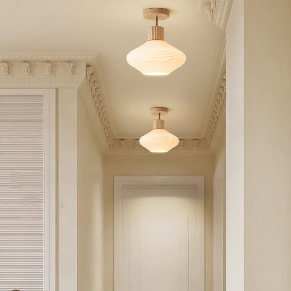 Nordic Log Striped Glass Oval 1-Light Semi-Flush Mount Ceiling Light - Image 14