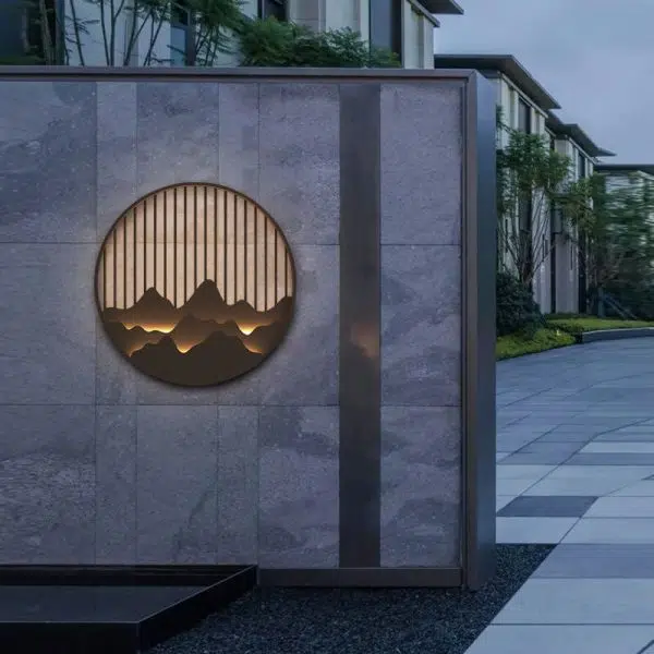 Chinese Modern Round Mountain Stainless Steel PC LED Waterproof Outdoor Wall Sconce Light - Image 13