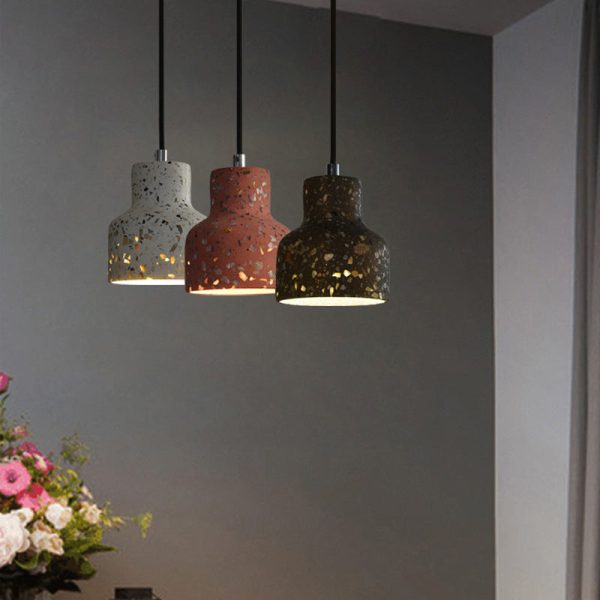 Contemporary Scandinavian Round Terrazzo Jade 1-Light Pendant Light For Living Room - Image 2