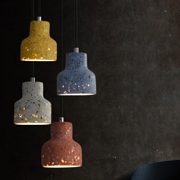 Contemporary Scandinavian Round Terrazzo Jade 1-Light Pendant Light For Living Room - Image 9