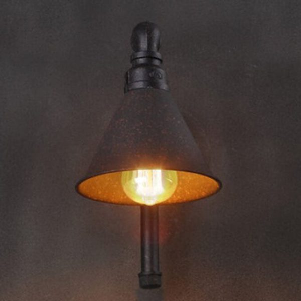 Industrial Vintage Plumbing Cone Iron 1-Light Wall Sconce Lamp - Image 3