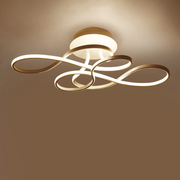 Modern Transitional Irregular Strip Aluminum Acrylic LED Semi-Flush Mount Ceiling Light For Living Room - Image 9