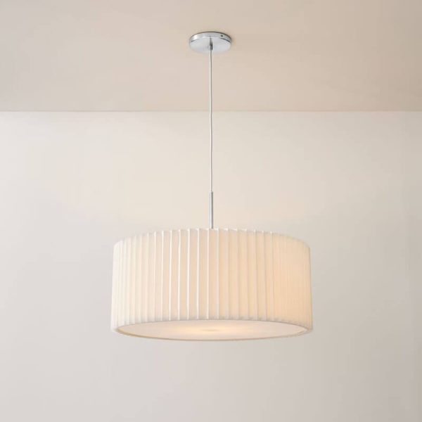 Nordic Minimalist Pleated PVC Fabric Drum Cone 1-Light Pendant Light - Image 4