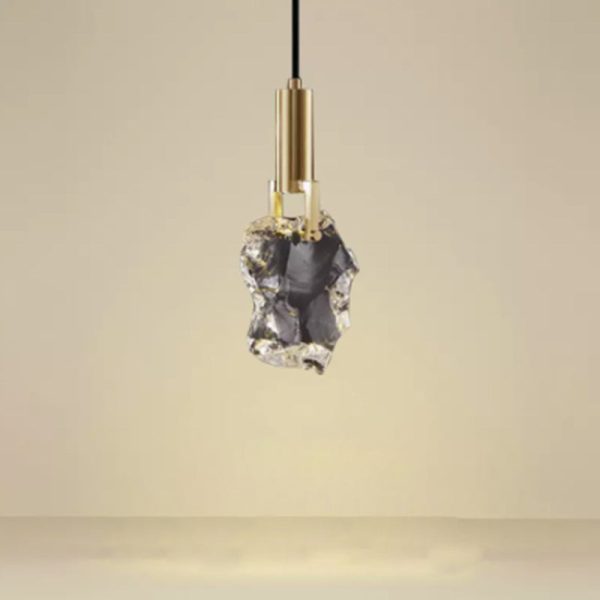 Modern Luxury Copper Irregular Crystal Stone LED Pendant Light For Living Room - Image 8