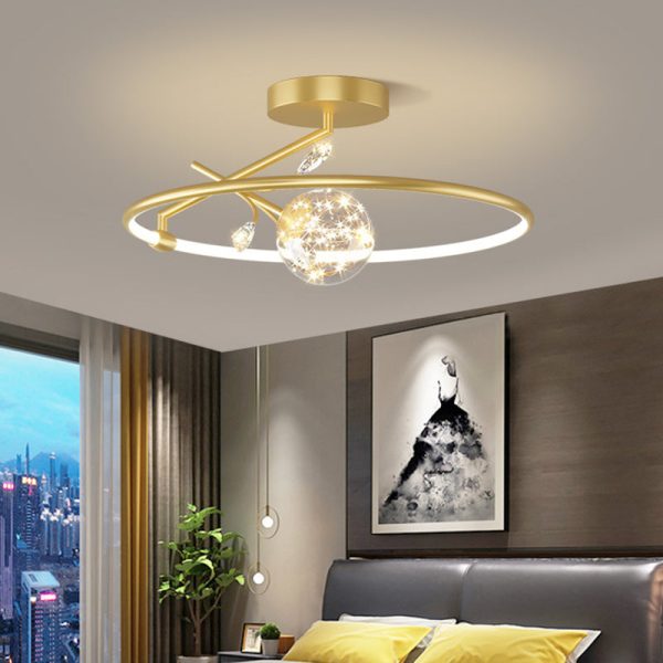 Modern Art Deco Iron Geometrical Ring Star LED Pendant Light For Living Room - Image 2