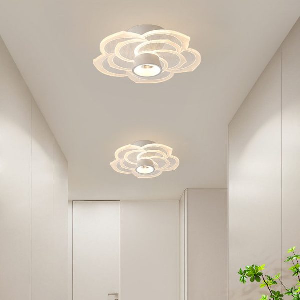 Modern Minimalist Round Rose Flower Iron Acrylic LED Flush Mount Ceiling Light For Living Room - Image 11