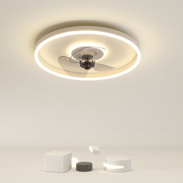 Nordic Minimalist Round Invisible LED Flush Mount Ceiling Fan Light - Image 21
