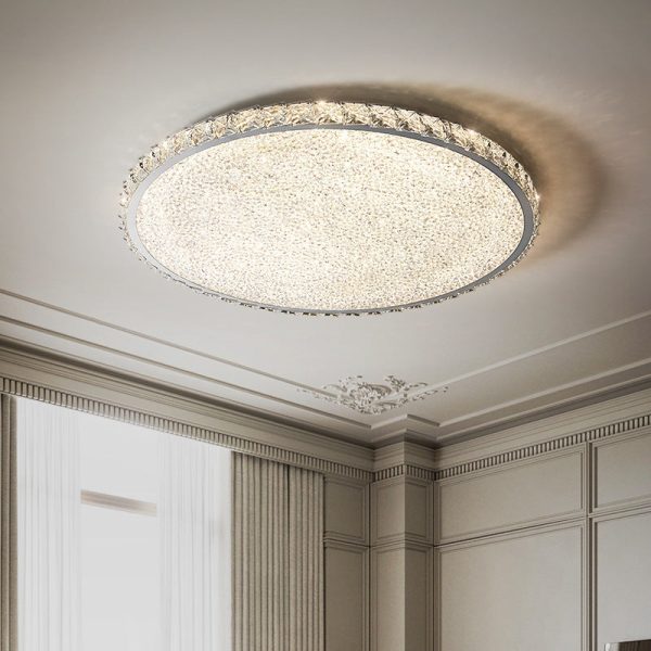 Modern Luxury Stainless Steel Crystal Round Square Rectangular LED Flush Mount Ceiling Light For Living Room - Image 16