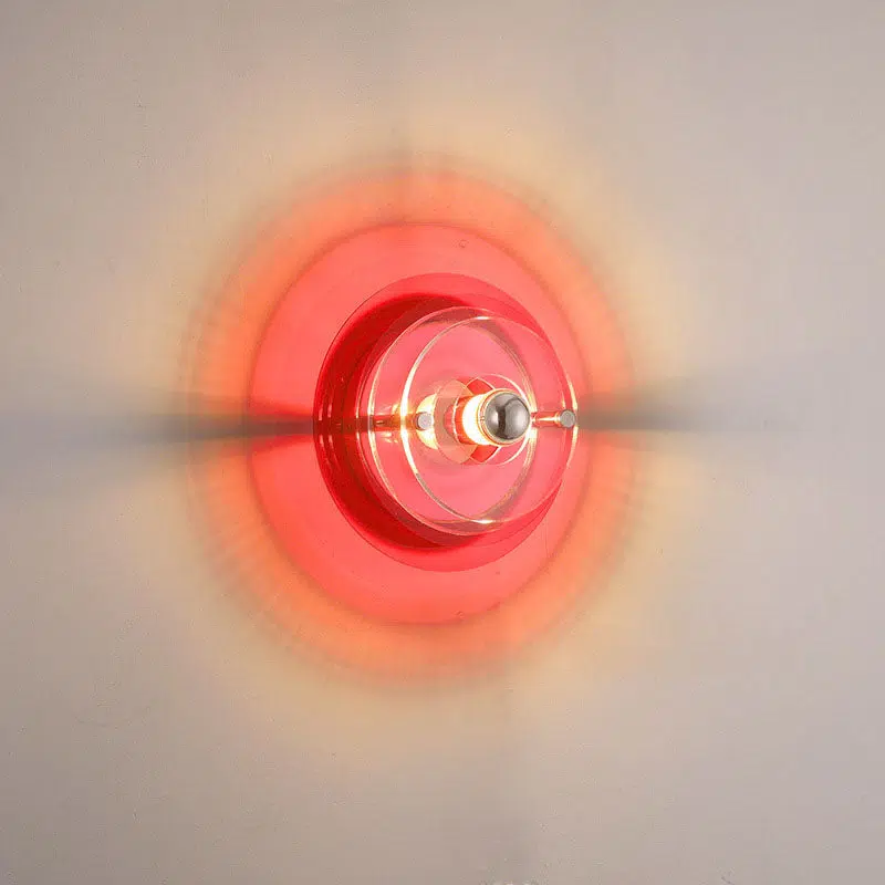 01-4e23ed71-2865-437b-abad-90daee508bbd.jpg Contemporary Creative Colorful Iron Acrylic Flying Saucer Shade 1-Light Wall Sconce Lamp For Entertainment Room - Image 1