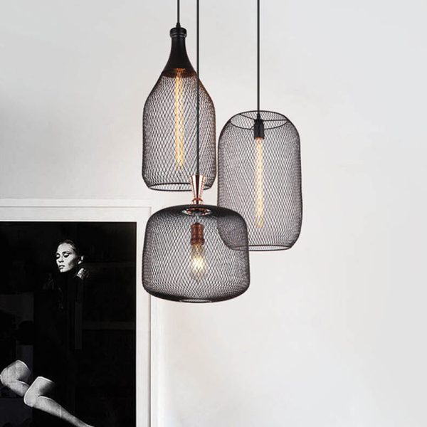 Industrial Creative Cylindrical Iron Mesh 1-Light Pendant Light - Image 11