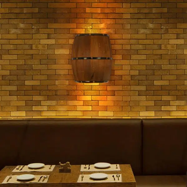 Industrial Vintage Half Barrel Wood 2-Light Wall Sconce Lamp - Image 9