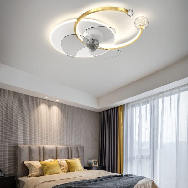 Luxury Double Ring Combination Design LED Flush Mount Fan Light - Image 12