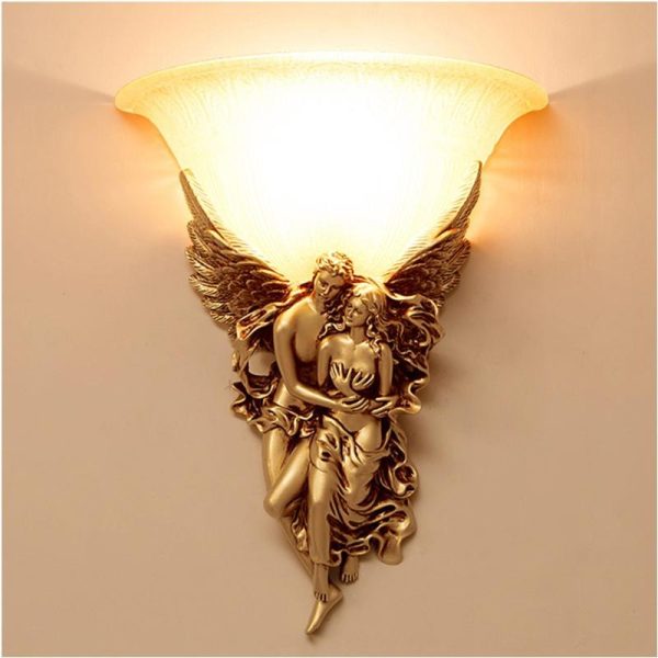 Creative Retro Resin Angels Hugging 1-Light Wall Sconce Lamp - Image 7