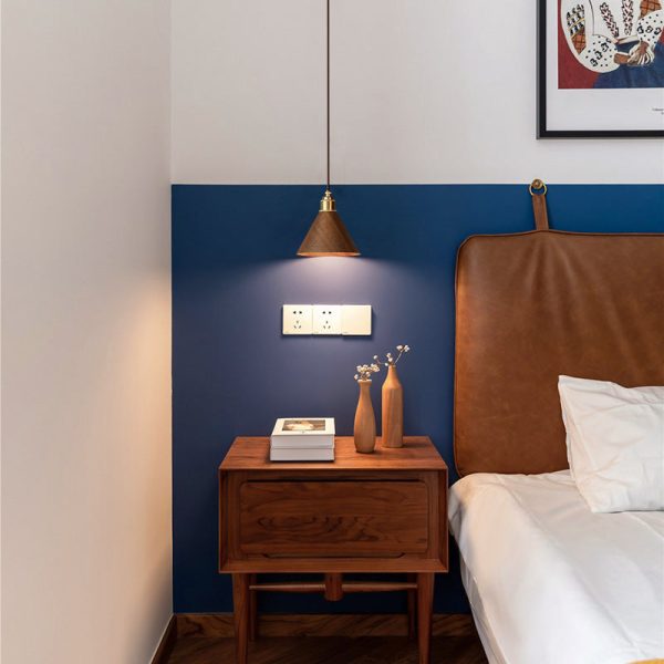 Nordic Minimalist Solid Wood Cone Copper 1-Light Pendant Light - Image 8