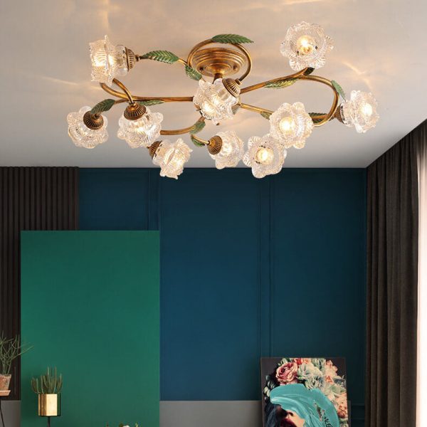 Modern Idyllic Iron Flower Branch 6/8/10-Light Semi-Flush Mount Lighting - Image 6