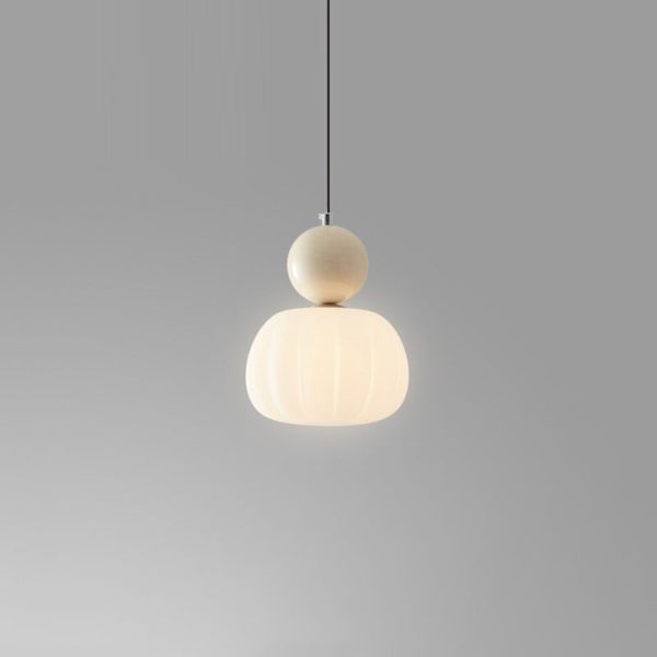 Modern Minimalist Round Pumpkin Iron Acrylic 1-Light Pendant Light For Bedroom - Image 2