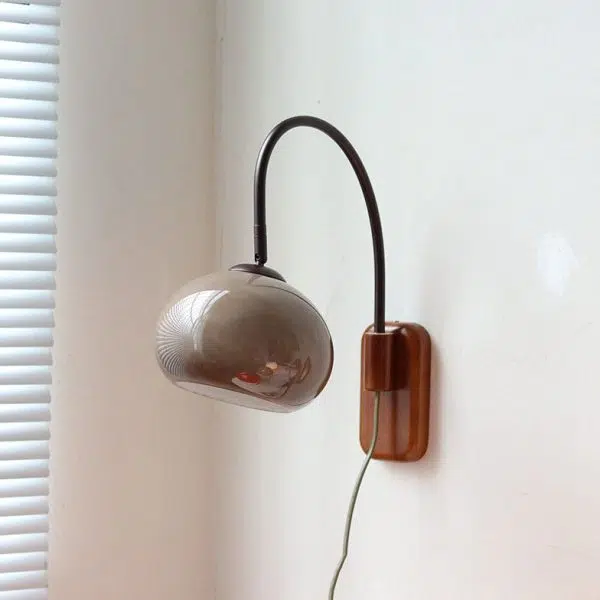 European Minimal Glass Solid Wood 1-Light Wall Sconce Lamp - Image 9