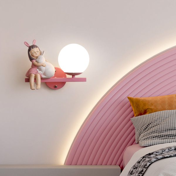 Contemporary Creative Kids Girls Unicorn Orb Resin Iron Glass 1-Light Wall Sconce Lamp For Bedroom - Image 10