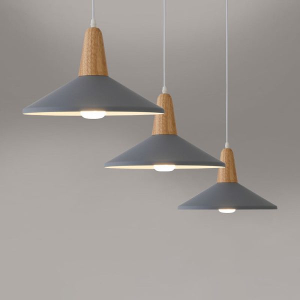Nordic Minimalist Macaron Solid Color Aluminum Wood 1-Light Pendant Light - Image 15