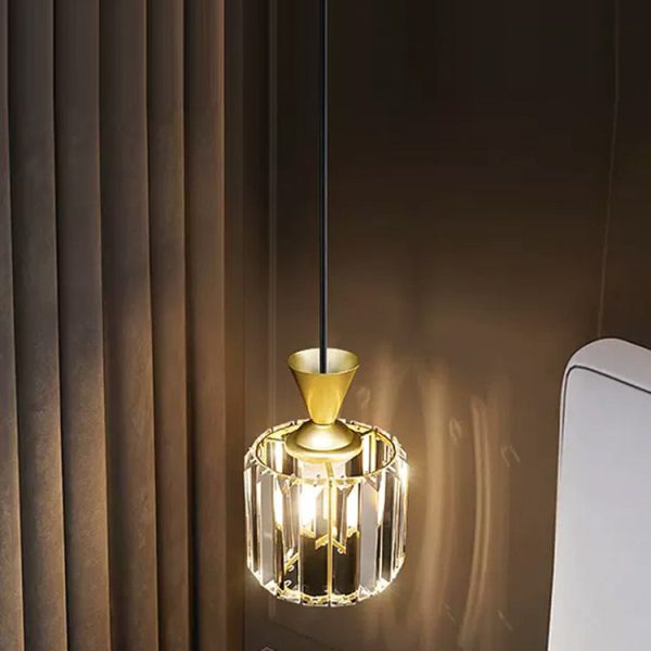 Contemporary Luxury Radiant Prismatic Clear Crystal Shade 1-Light Pendant Light For Living Room - Image 5