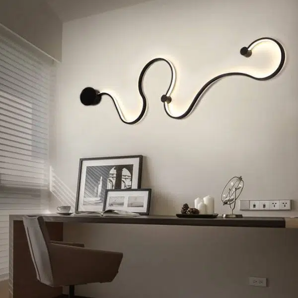 Modern Long Aluminum Snake Shaped 1-Light Curved LED Wall Sconce Lamp - Image 39