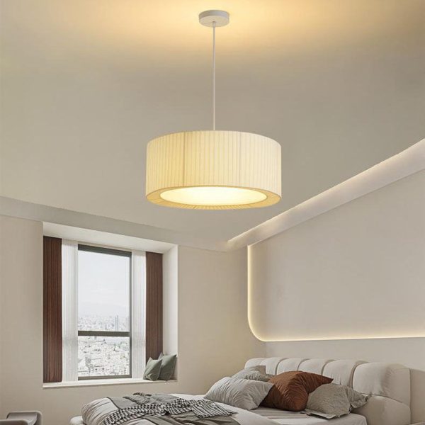 Contemporary Scandinavian Round Iron Acrylic Fabric 4/5 Light Pendant Light For Living Room - Image 4