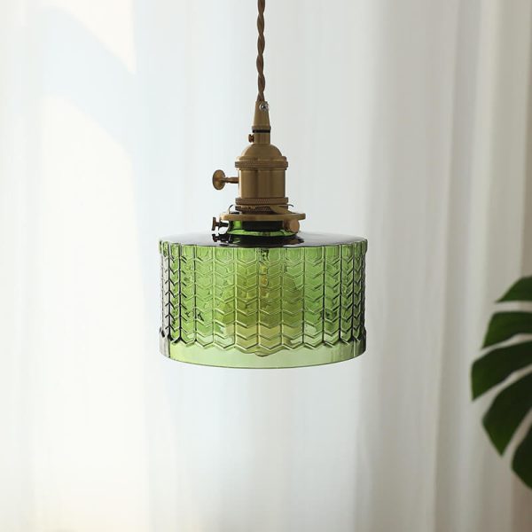 Nordic Vintage Clear Round Drum Copper 1-Light Pendant Light - Image 13